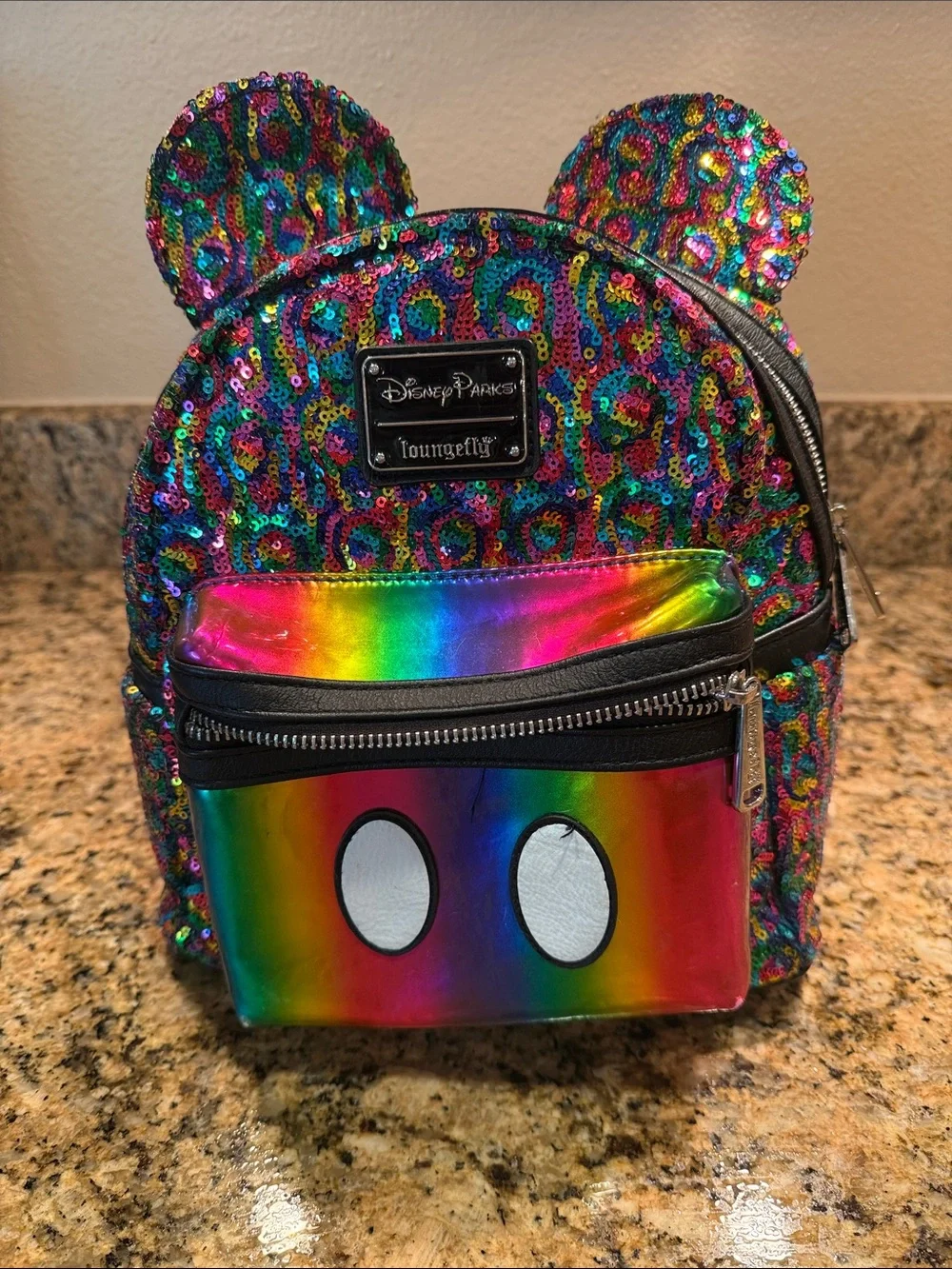 Loungefly Kids Rainbow Sequin Mickey Ear Mini Backpack - Multicolor